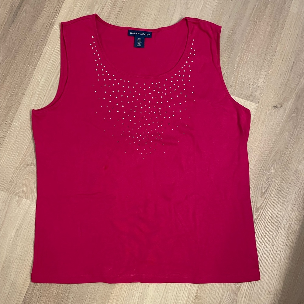 Karen Scott hot pink cotton tank top- XL